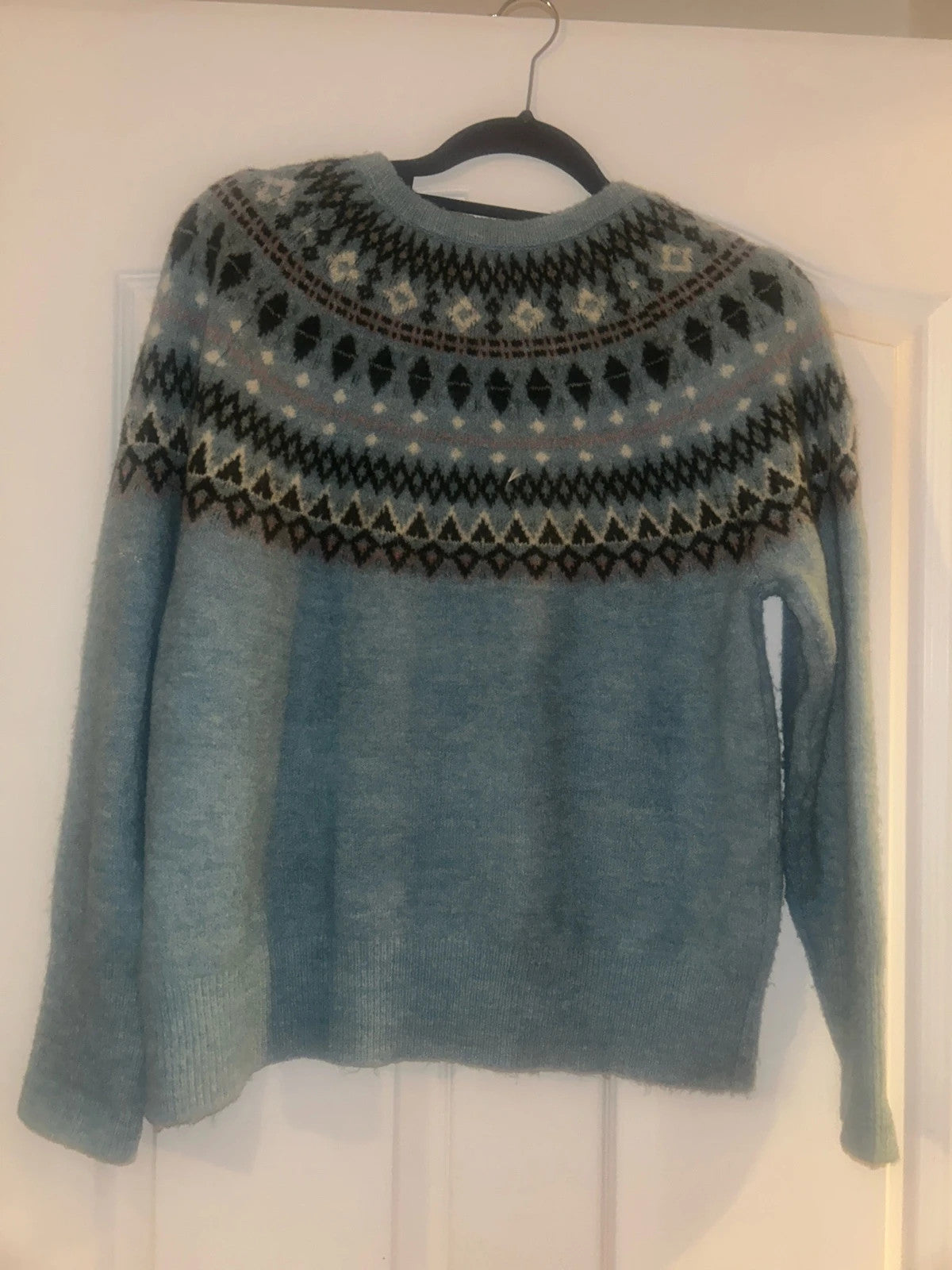 Monsoon Blue Fran Fair Isle Pattern Jumper Size S 11099SRM