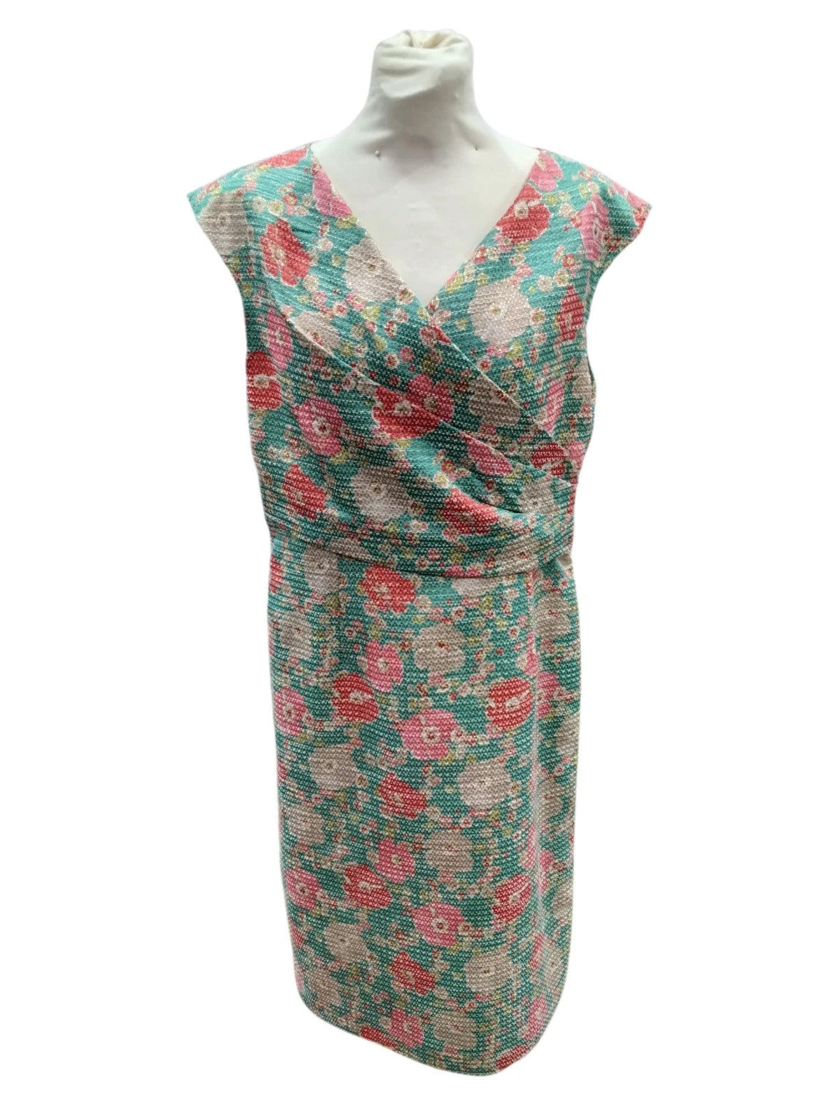 6636 Green Floral Print Sleeveless Dress #FeeG