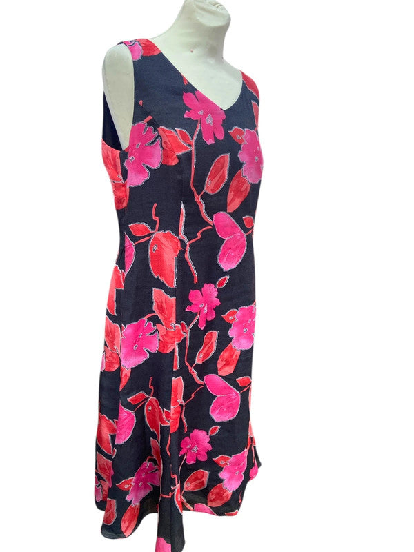 6758 Black Pink & Red Floral Dress #JacquesVert