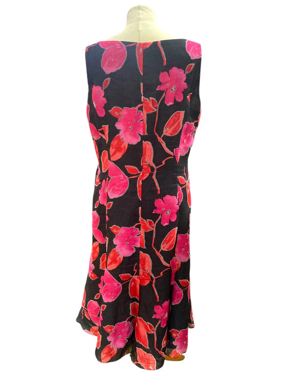6758 Black Pink & Red Floral Dress #JacquesVert