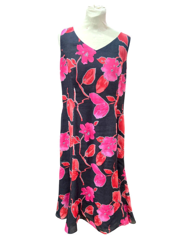 6758 Black Pink & Red Floral Dress #JacquesVert