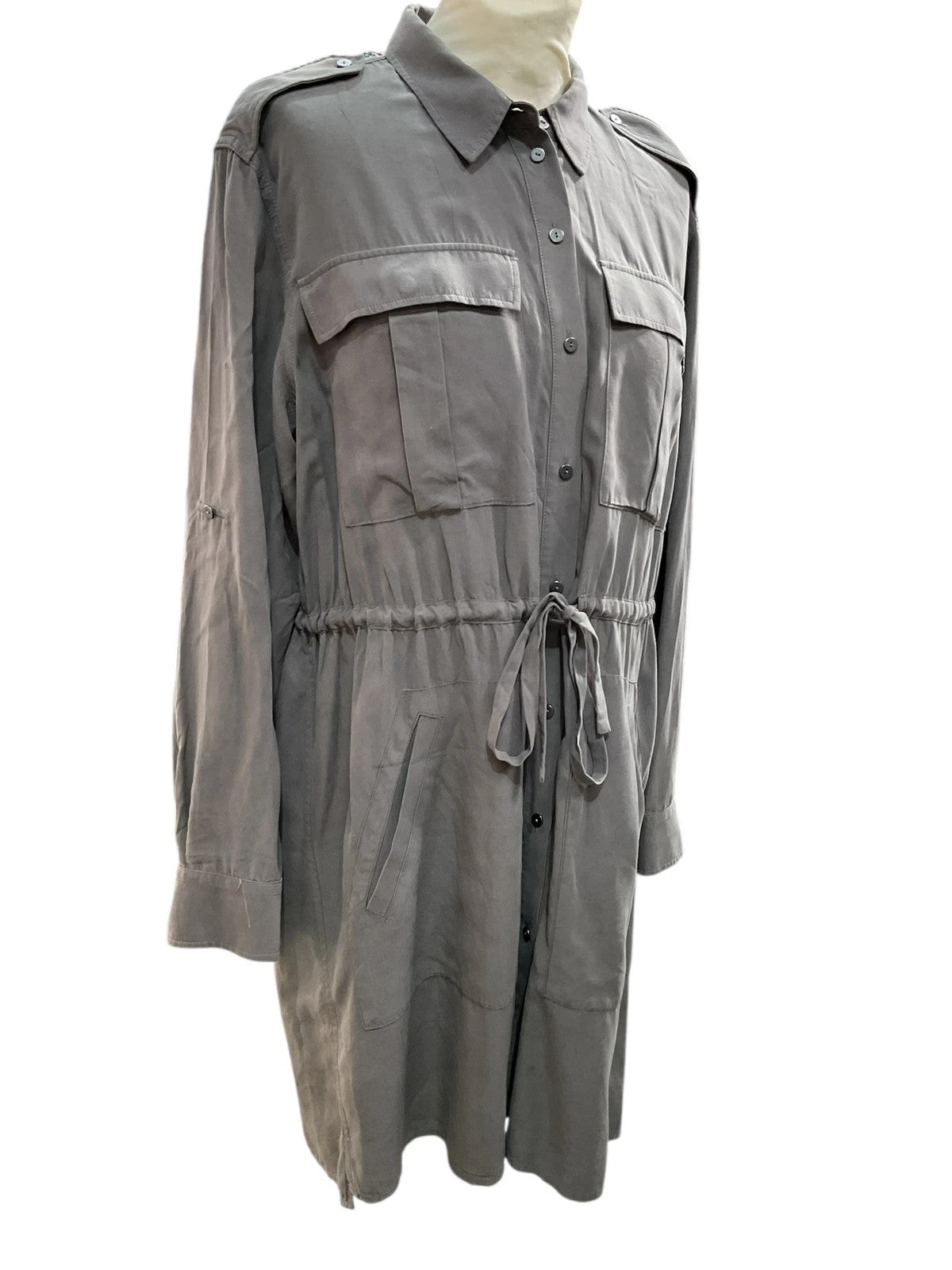 6700 Grey Long Sleeve Shirt Dress #AllSaints
