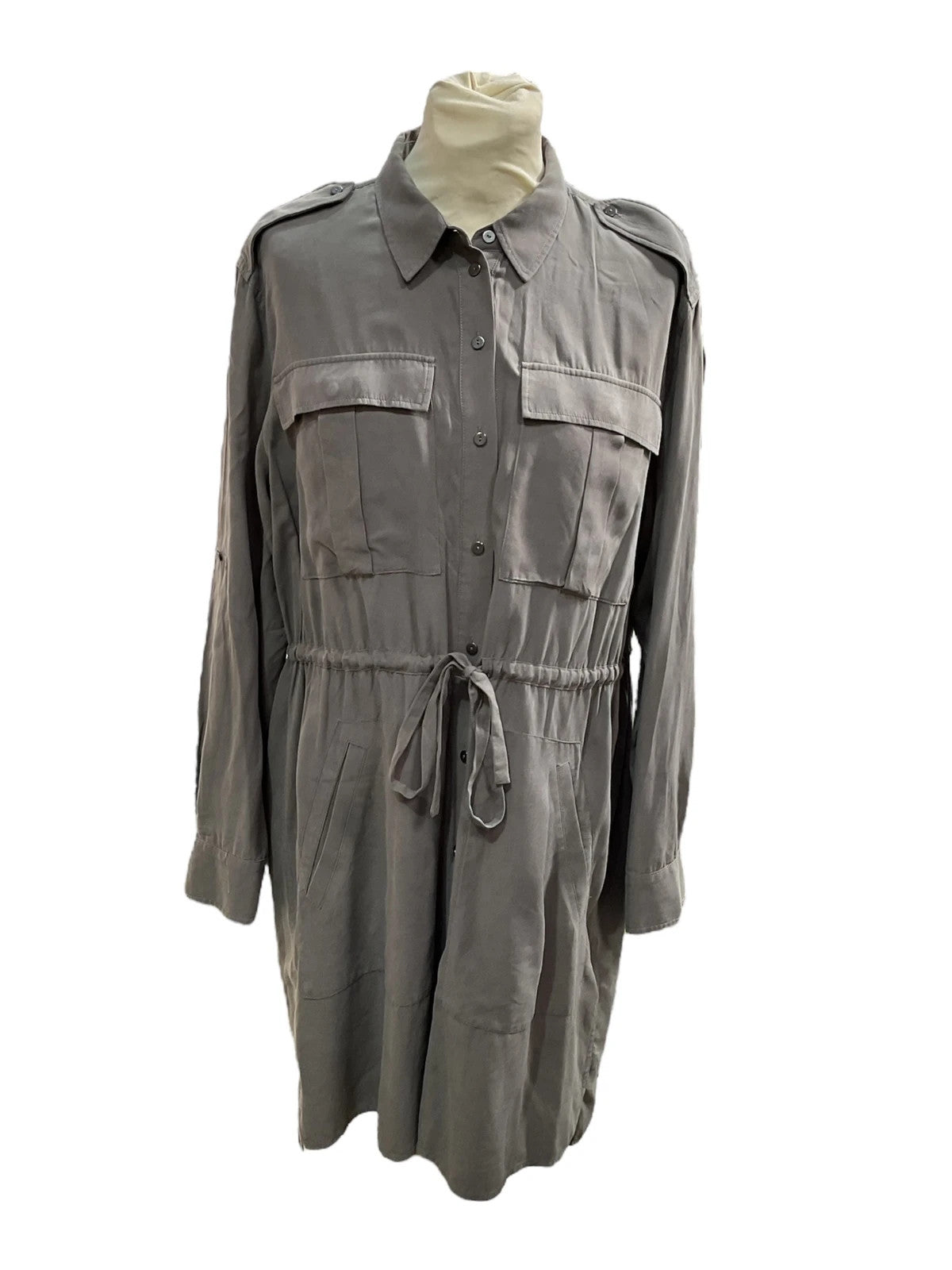 6700 Grey Long Sleeve Shirt Dress #AllSaints