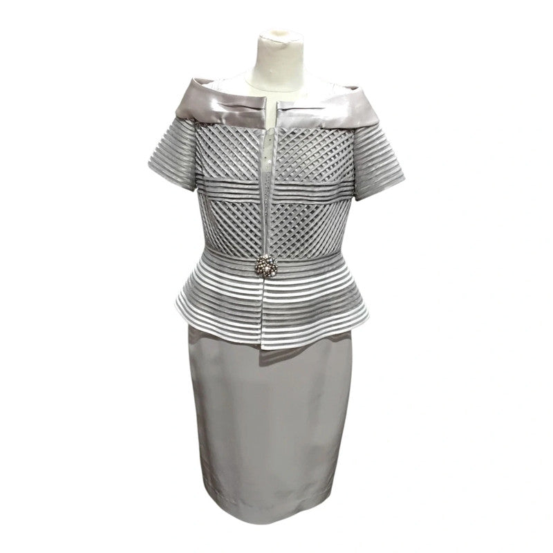 Veni Infantino  beige and silver dress Sz 10 6805VM