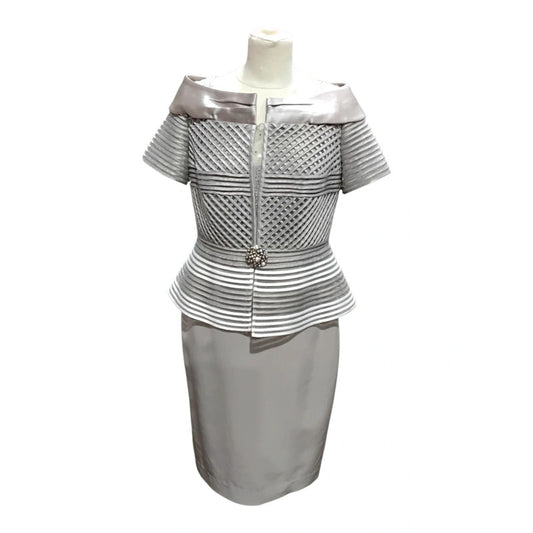 Veni Infantino  beige and silver dress Sz 10 6805VM