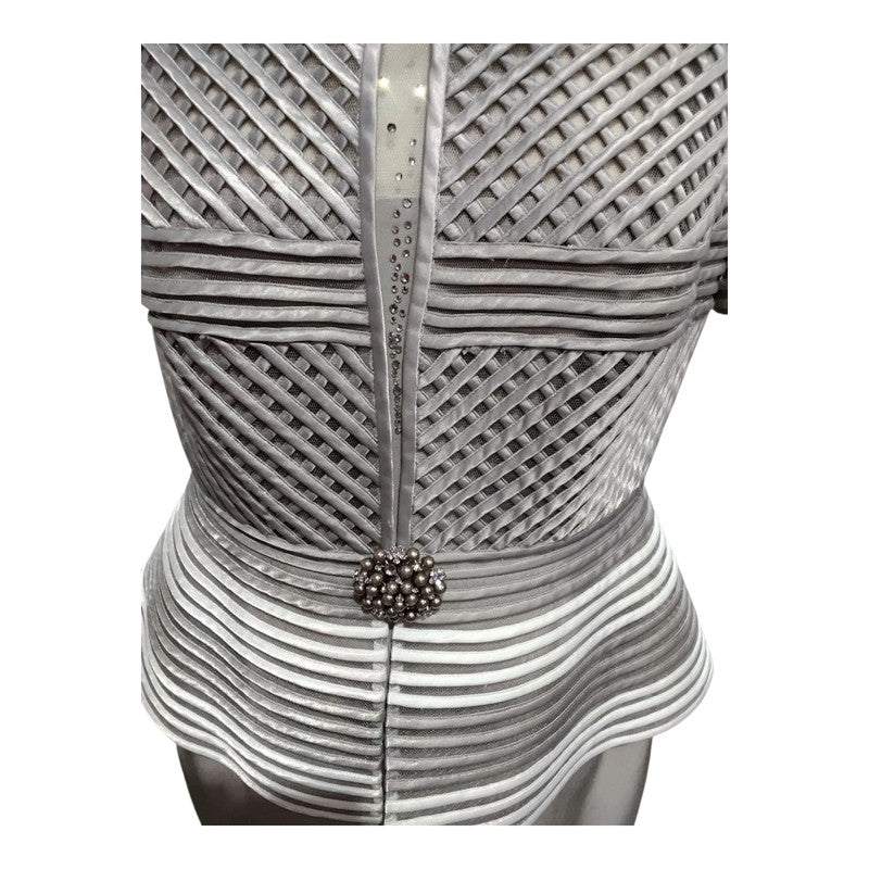 Veni Infantino  beige and silver dress Sz 10 6805VM
