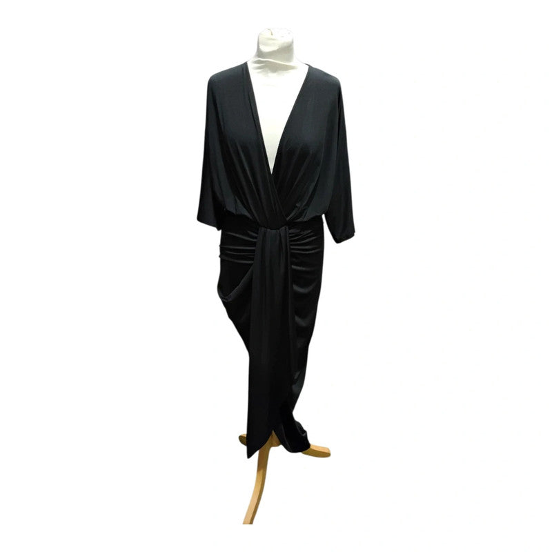 7002 Quiz Black wrap long dress