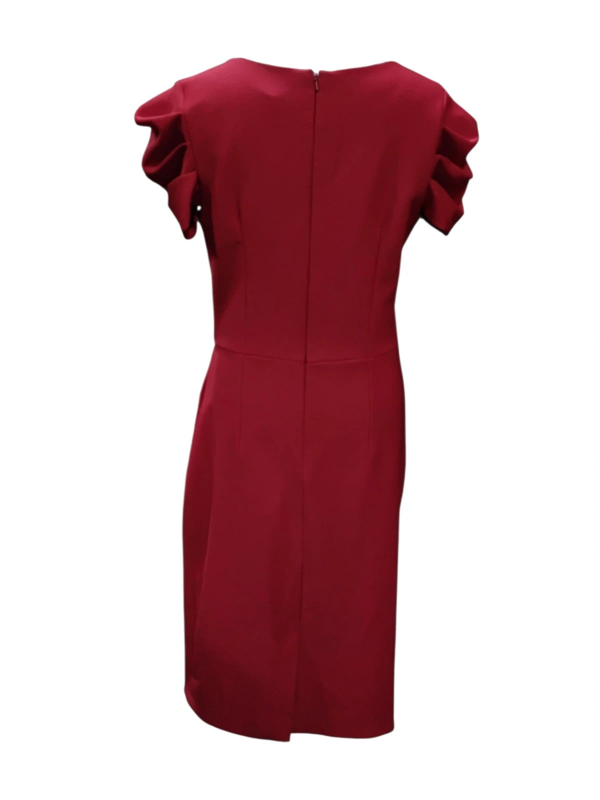 6959 Red Midi Dress With Puffed Sleeves #Seed