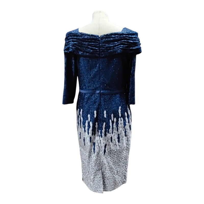 7081 Veni Infantino Navy silver lace dress
