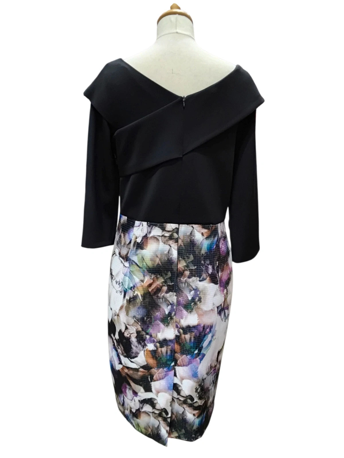 7087 Black & Multi-Coloured Pencil Dress #EllaBoo