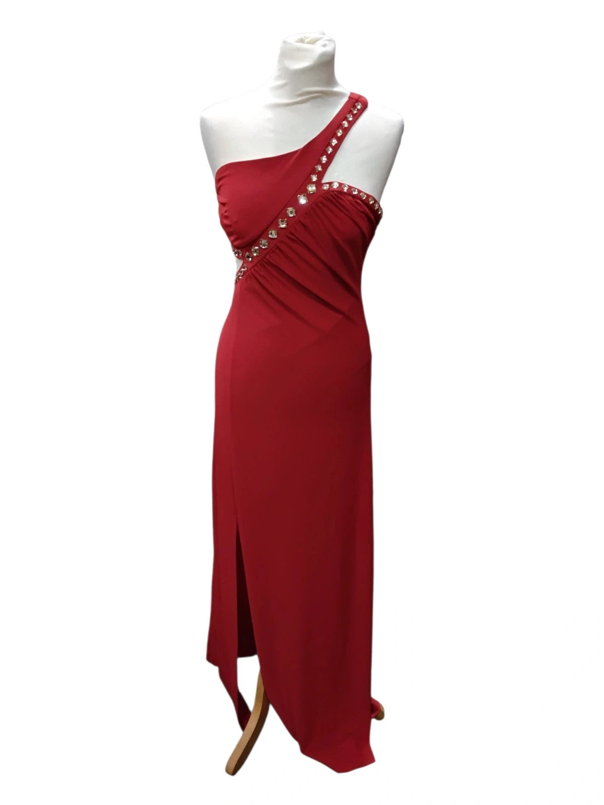 7254 Red-One Shoulder Maxi Dress #Panacher