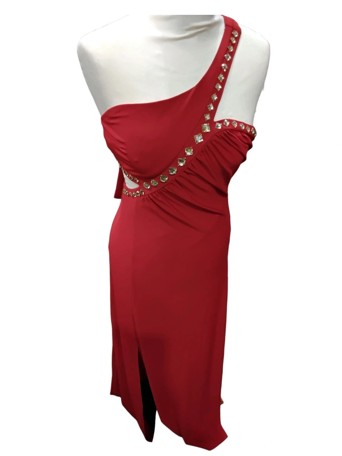 7254 Red-One Shoulder Maxi Dress #Panacher