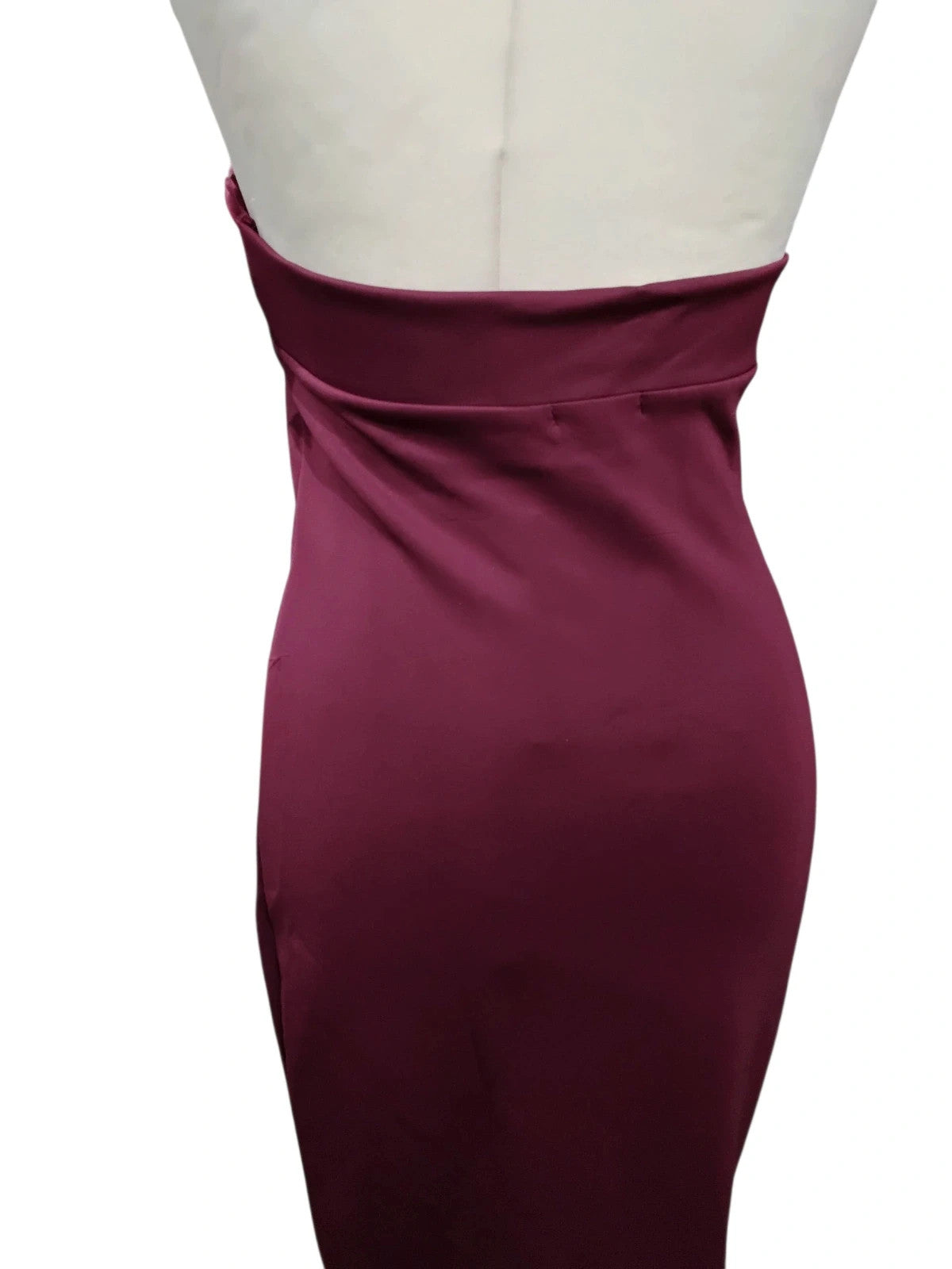7240 Wine Halter Neck Dress #MissFaceless