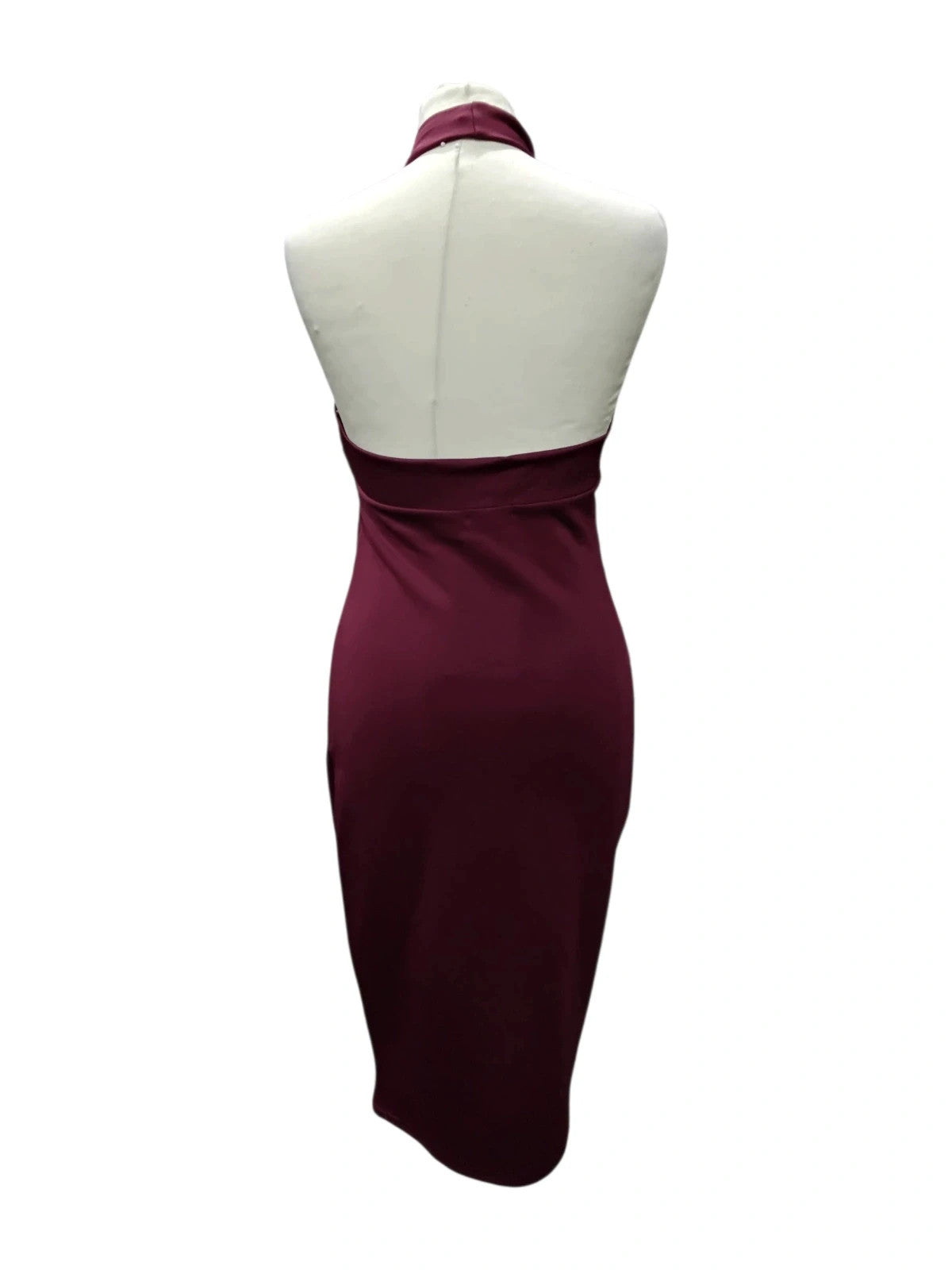 7240 Wine Halter Neck Dress #MissFaceless