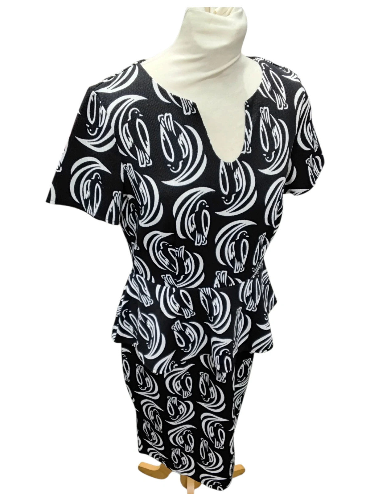 7259 Black & White Bird Print Dress #Collection