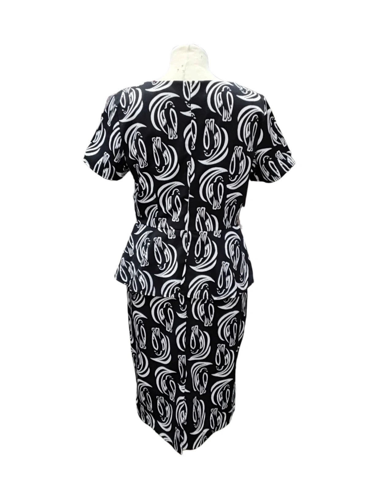 7259 Black & White Bird Print Dress #Collection