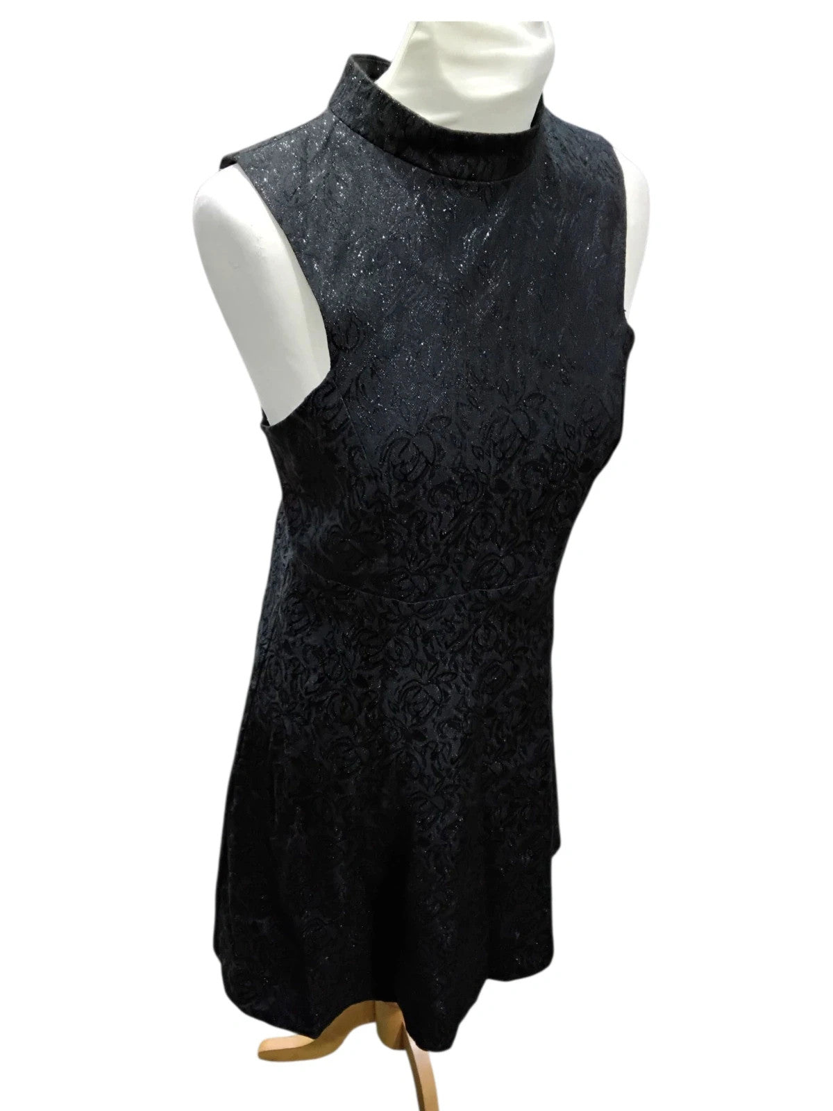7241 Black Brocade Zip Back Dress #Peacocks