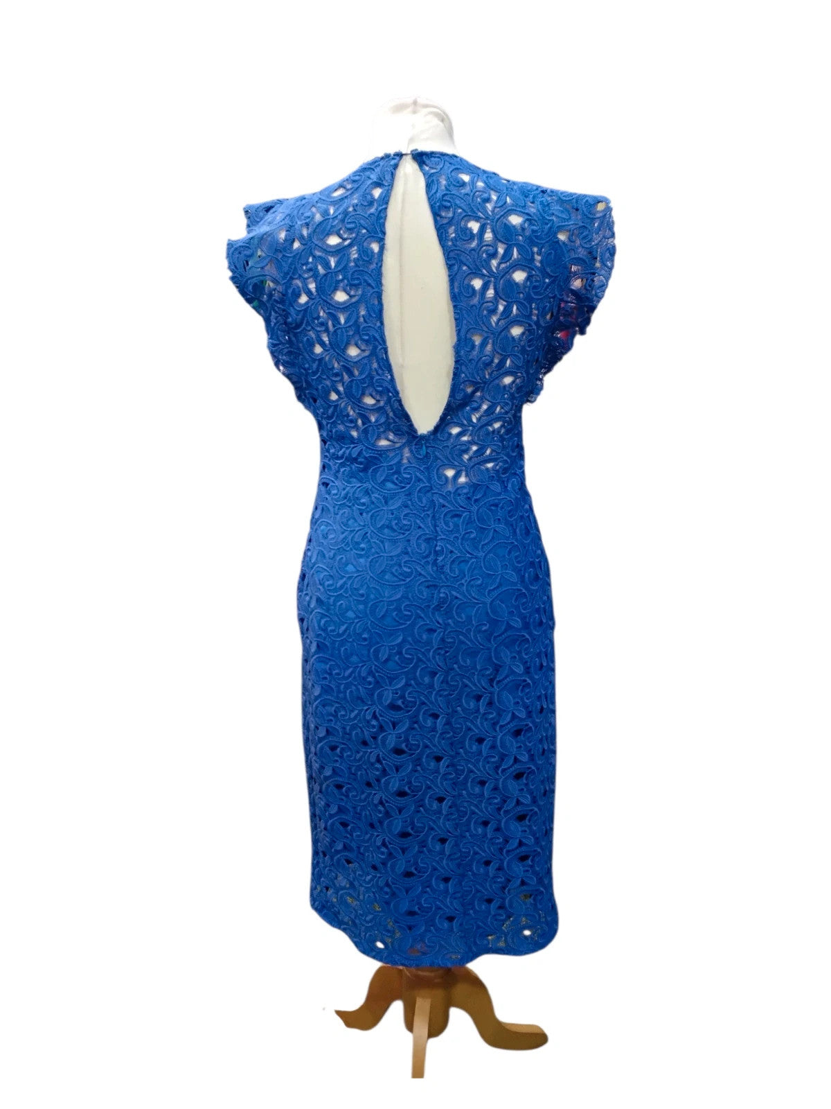 3451 Blue Lace Dress With Ruffled Sleeves #ZaraWoman