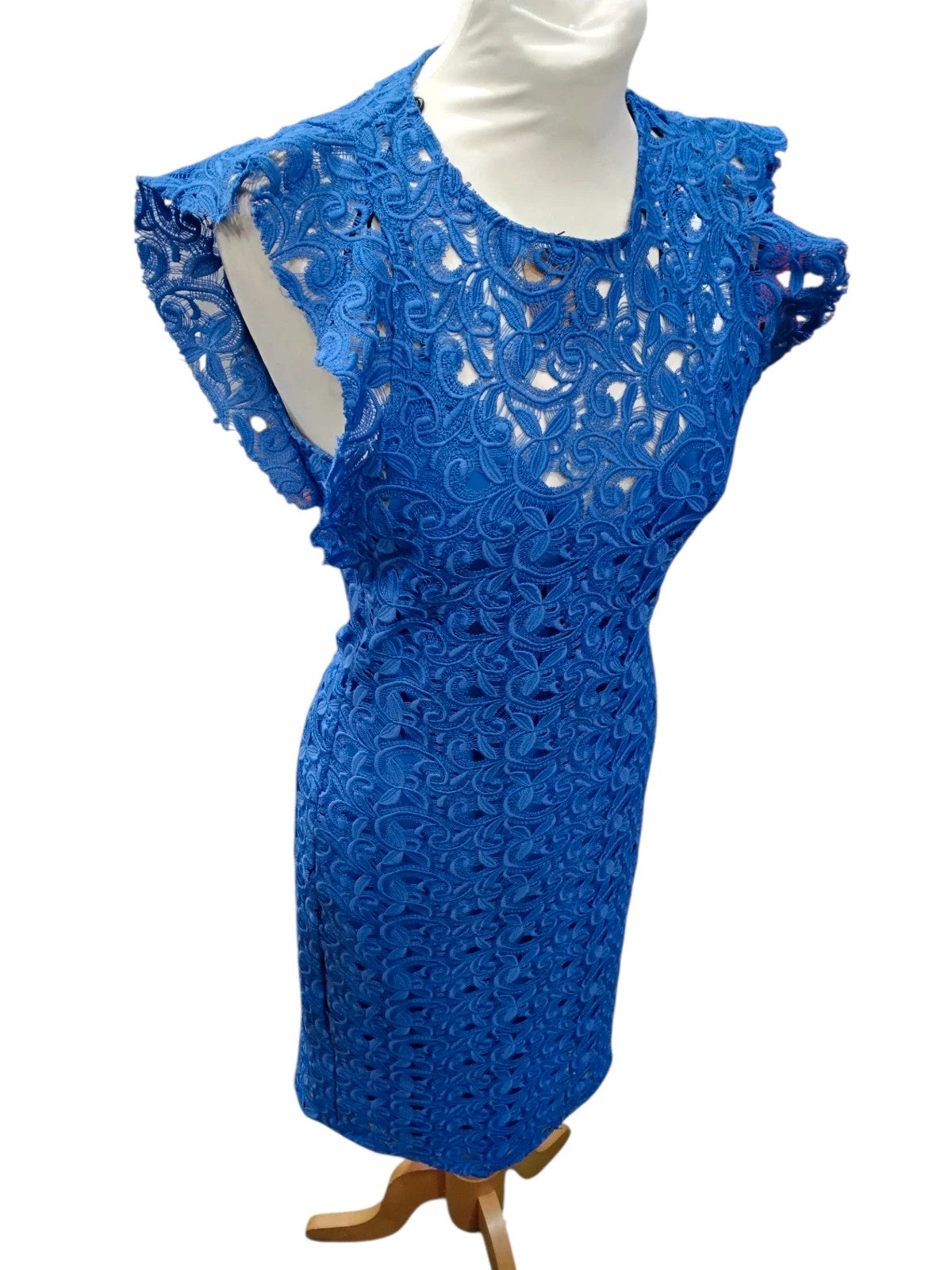 3451 Blue Lace Dress With Ruffled Sleeves #ZaraWoman