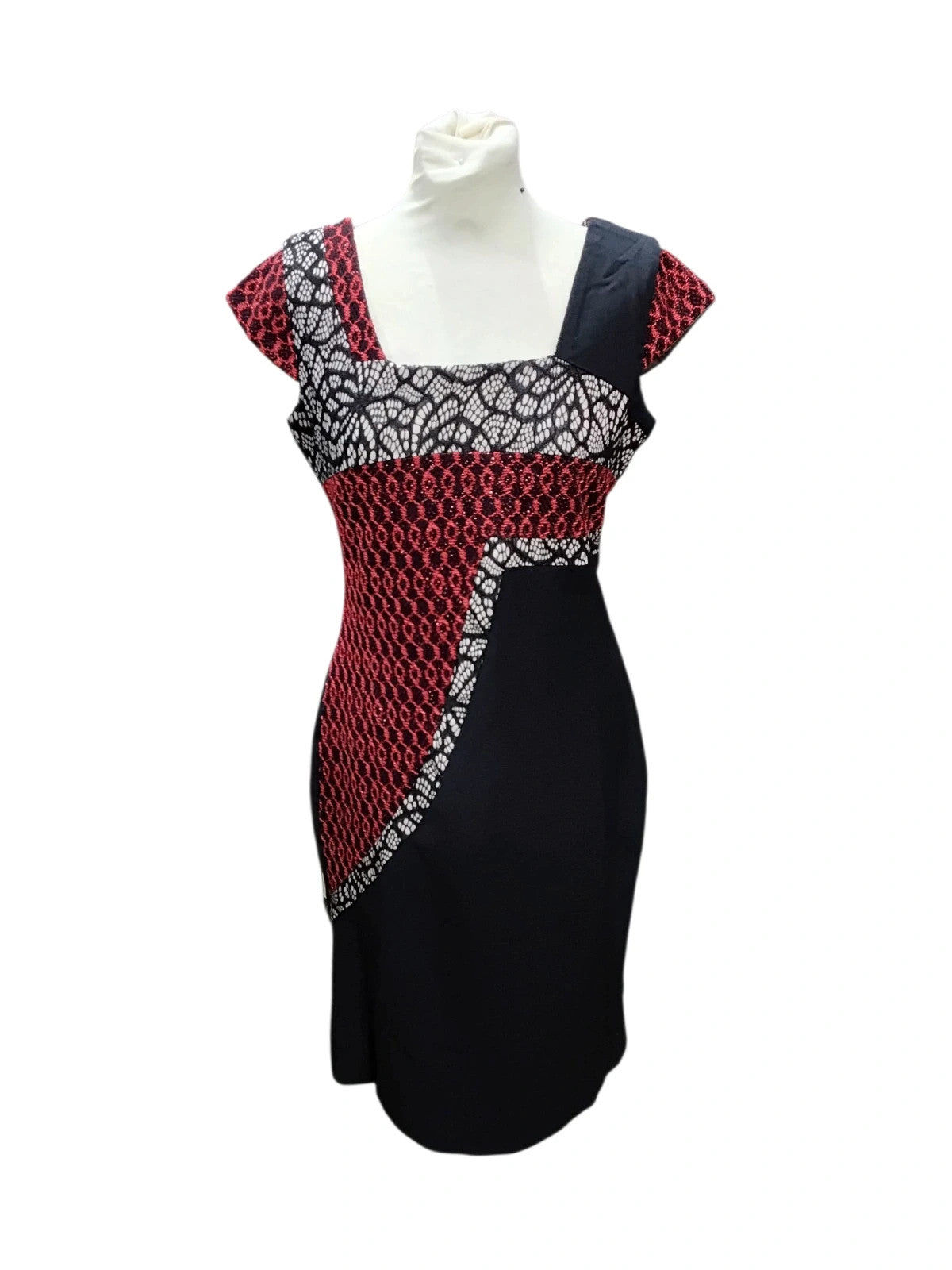 7242 Black & Red Bodycon Midi Dress #CollectionLondon