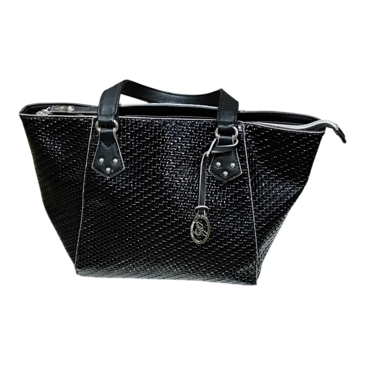 2232 By jane Shilton black fauxleather bag