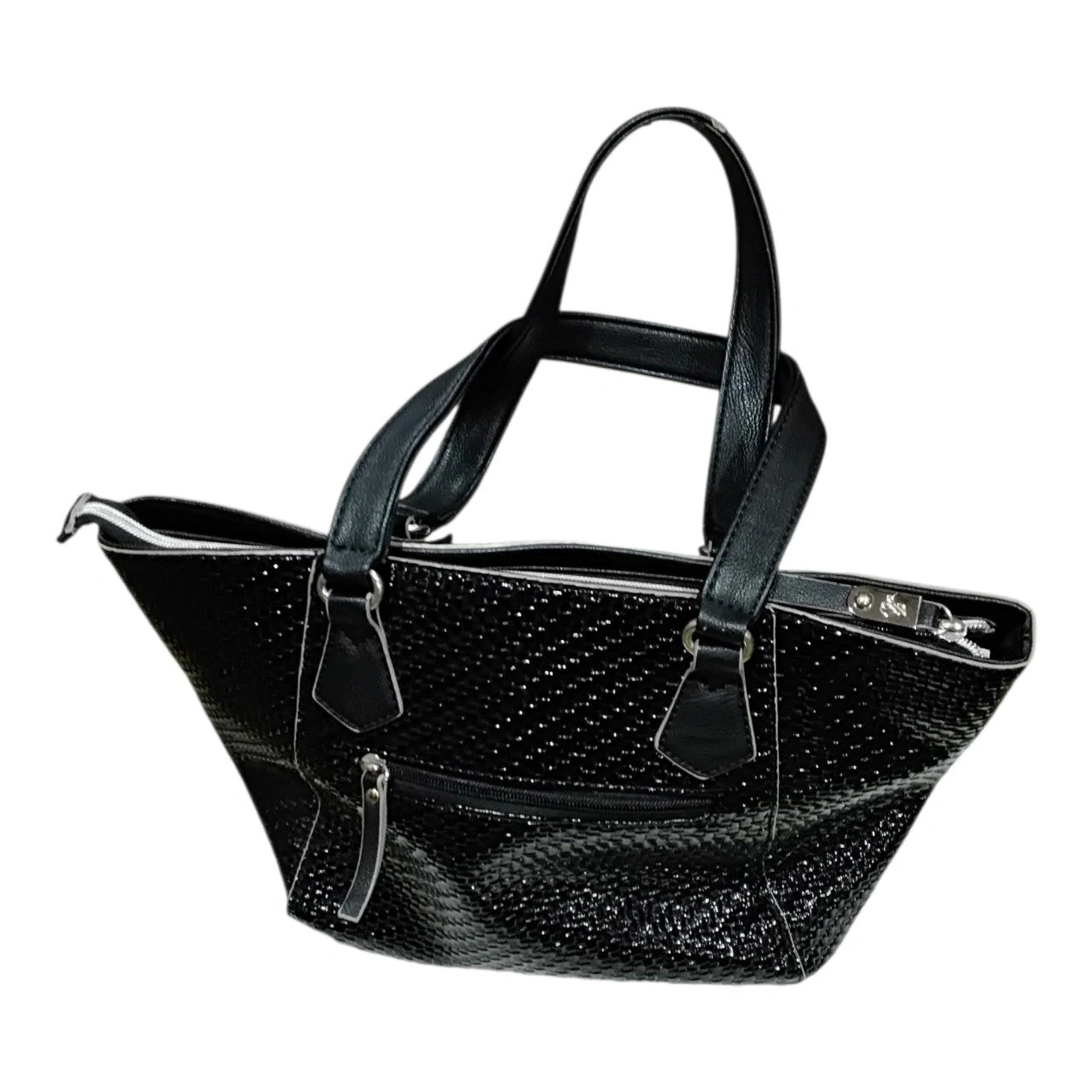 2232 By jane Shilton black fauxleather bag