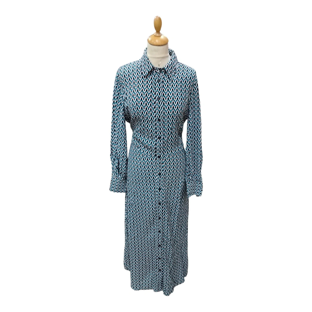 7371 M&S Collection black&cream and blue l/s  dress