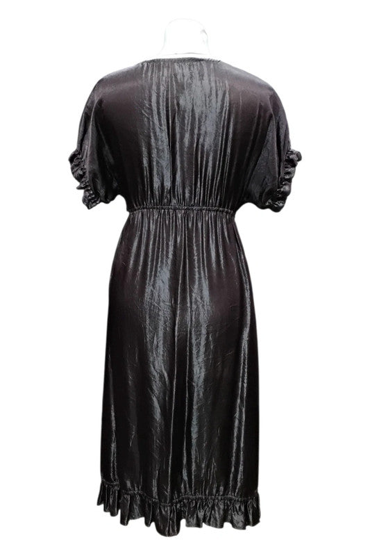 Avoca Dress Brown ruffle w/flowers Sz S 7704EC