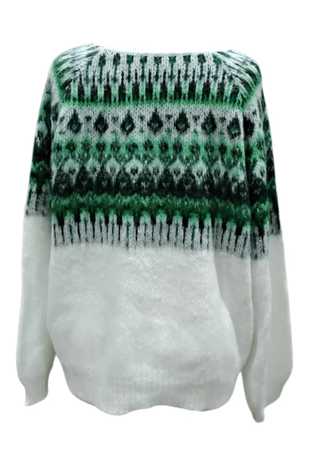 7826 Oui Green and white jumper