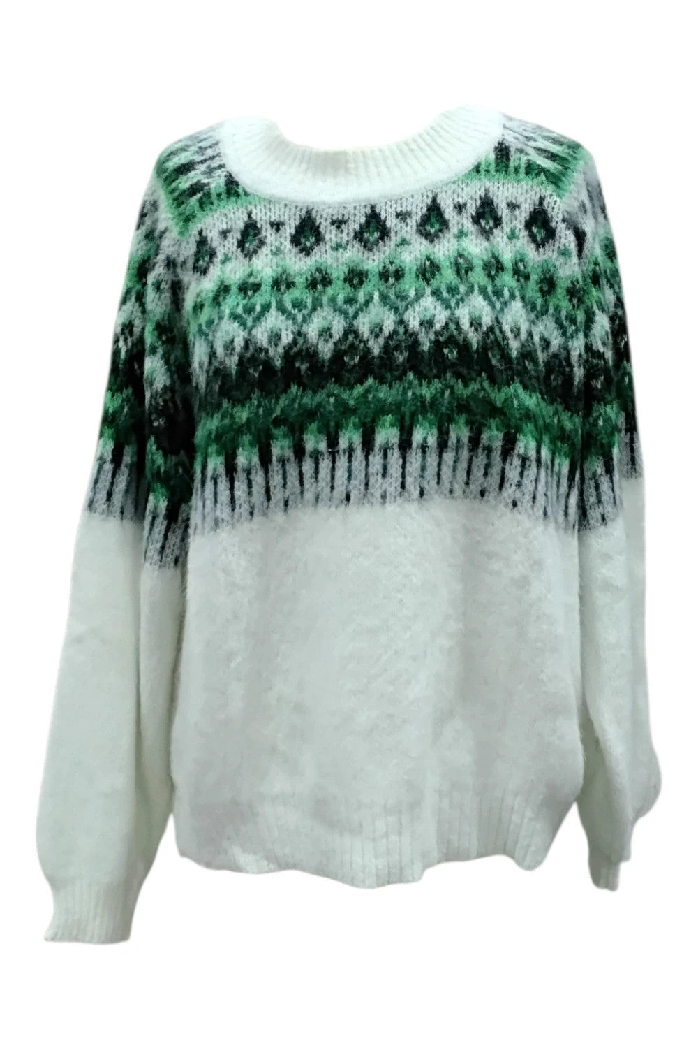 7826 Oui Green and white jumper