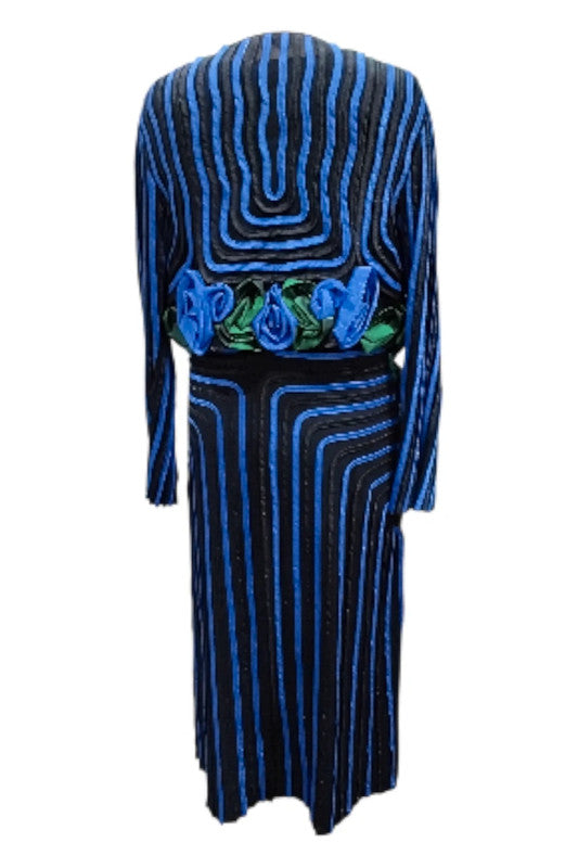 7467 Arruba Black&blue +green roses dress