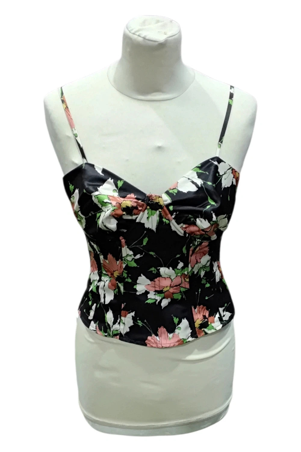8197 Warehouse Black floral corset top