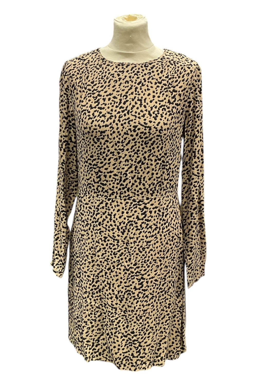 8186 H&M l/s beige and black dress