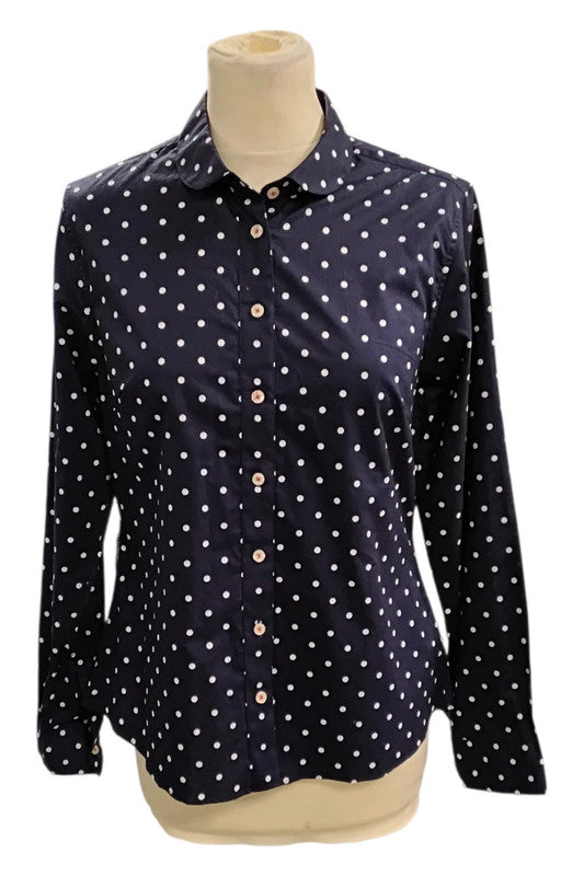 5357 Savile Row Navy polka dot shirt