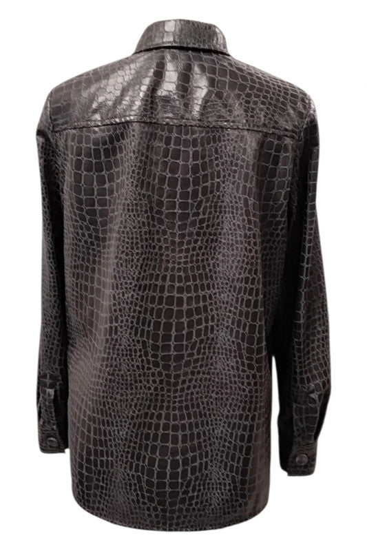 8378 Mars Aurel Grey Crocodile print shirt