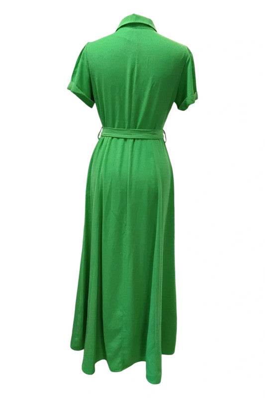 8540 Flamant Rose green long dress
