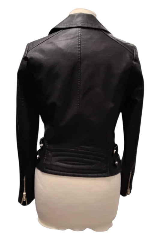 8594 Miss Selfridge Black Faux Leather