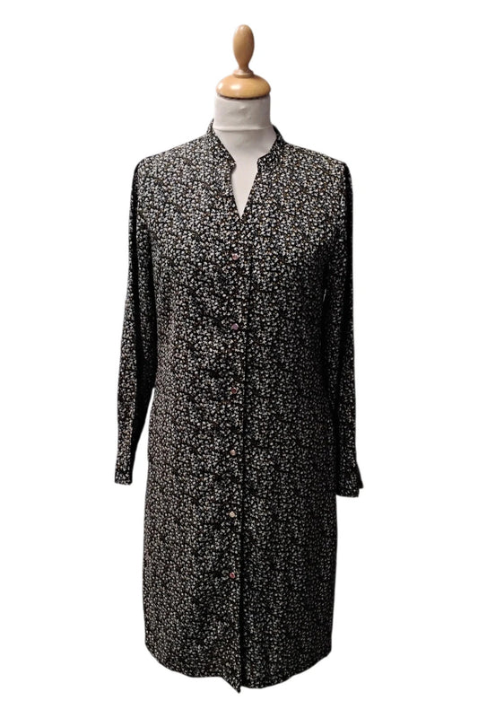 8659 Rant&Rave Black floral print long sleeve button up dress size-8