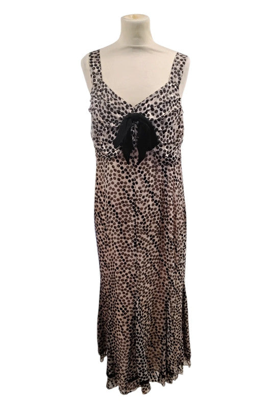 Gold Pink&black Dress polka dot print  Sz 16 8667CDC