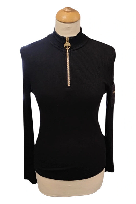 8598 Barbour Black Zip Top