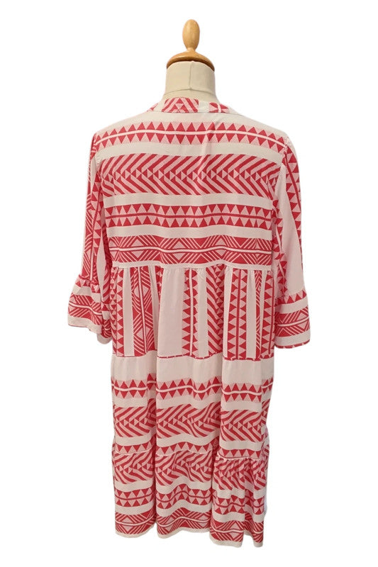 Made in Italy Dress red&white Sz M 8741TC