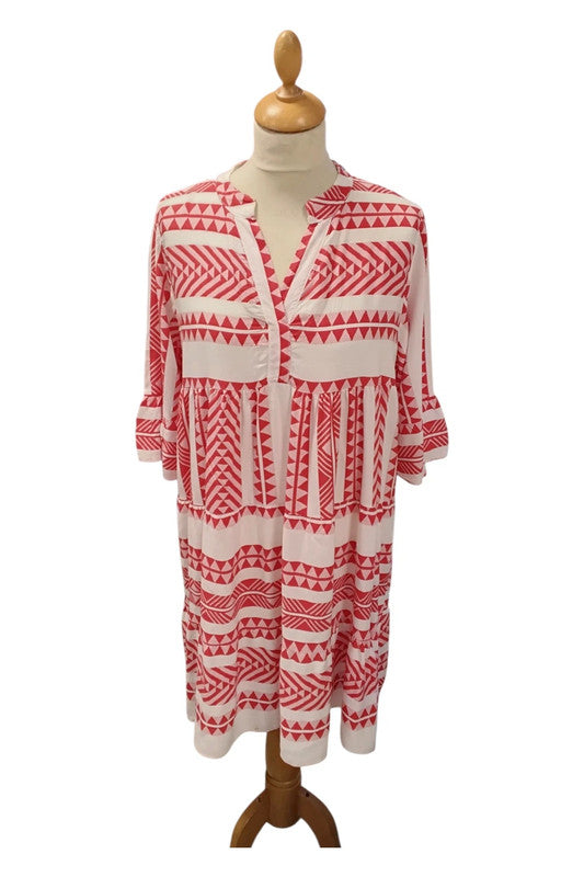 Made in Italy Dress red&white Sz M 8741TC
