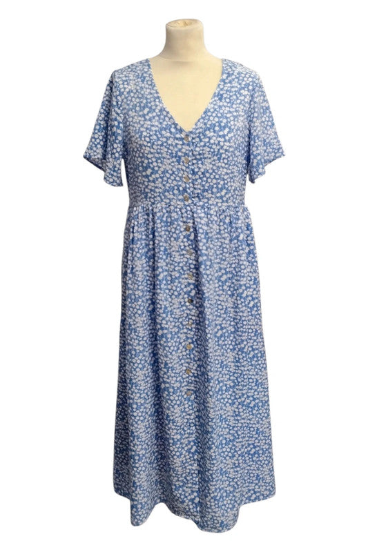 Rant&Rave Dress Blue&White s/s Sz 10 8761GT