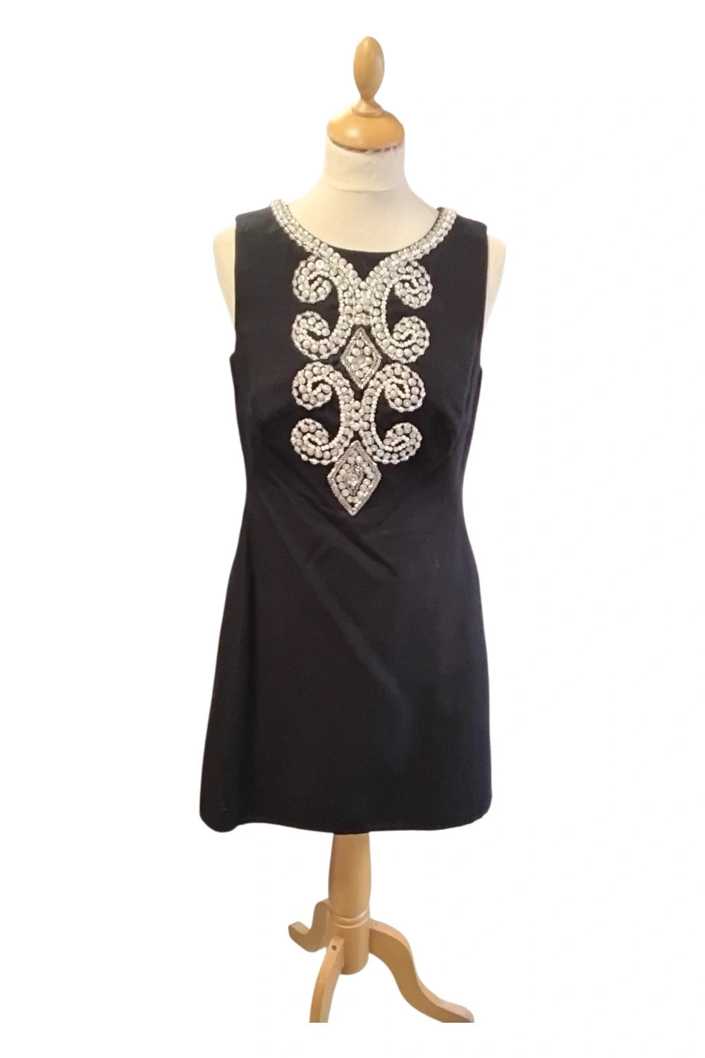 8886 Monsoon black mini dress with silver embellishments
