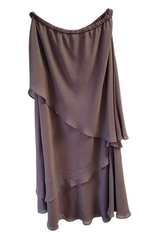 8962 Jacques Vert Brown chiffon two piece suit top and skirt
