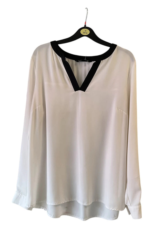 8836 Dunnes Cream and black long sleeve blouse size-16