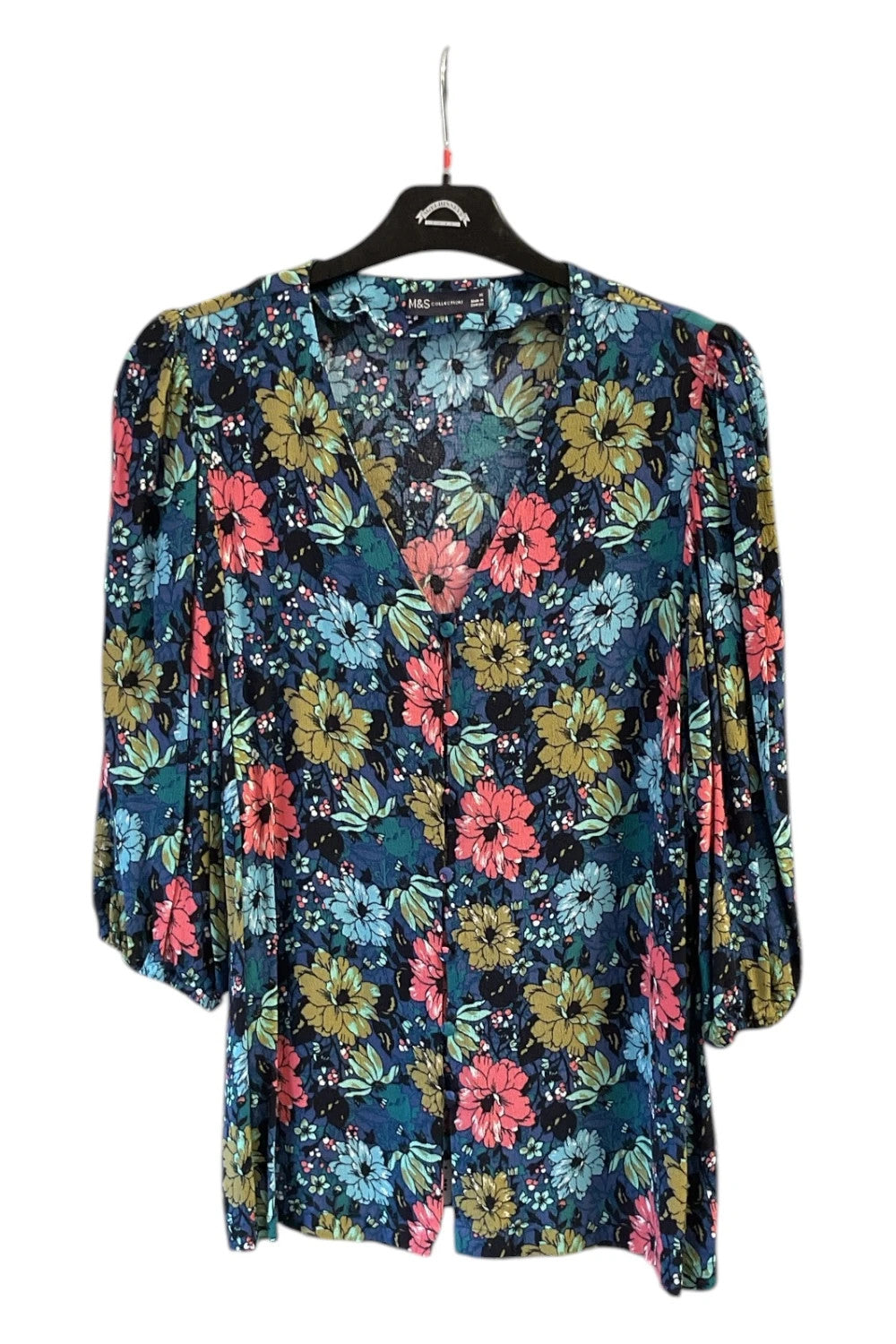 8830 M&S Multicoloured floral print blouse with 3/4 sleeves