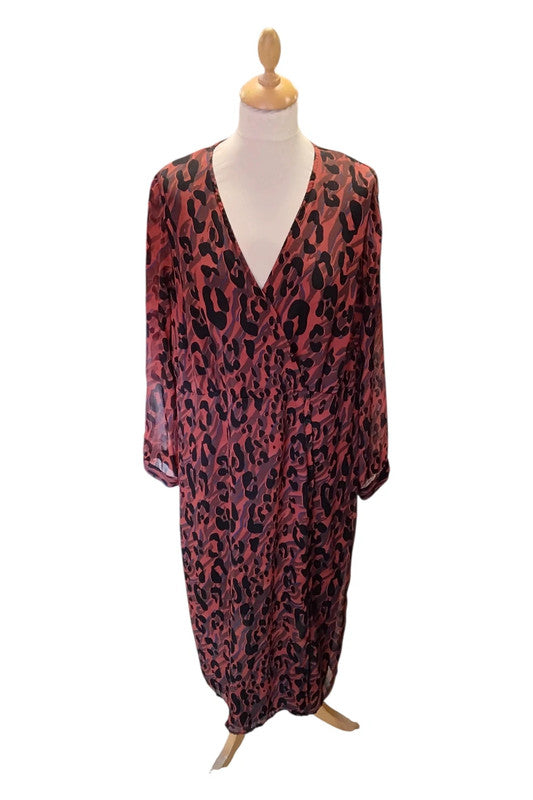 By Vero Dress Red&Black l/s Sz 18 8849MG