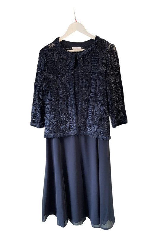 8989 Jacques Vert Navy blue lace dress with matching jacket