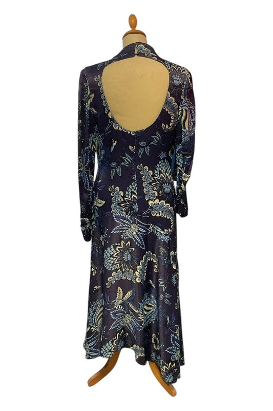 Karen Millen  Dress Navy blue asymmetric Maxi Sz 10 8986MSM